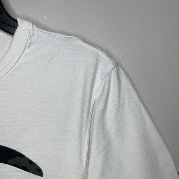 CHAMPION Mens White Big-C T-Shirt Small S Green Camouflage Logo - Picture 3 of 7